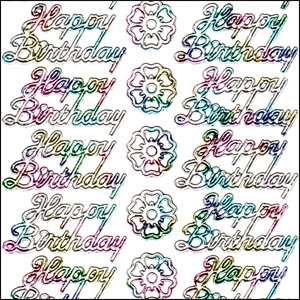 Happy Birthday, Multicolour Peel Off Stickers (1 sheet)