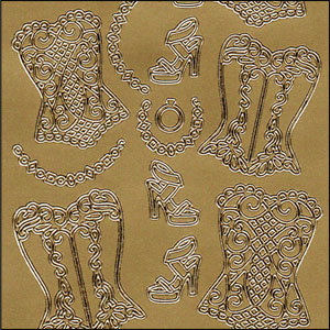 Corsets/Basques, Gold Peel Off Stickers (1 sheet)