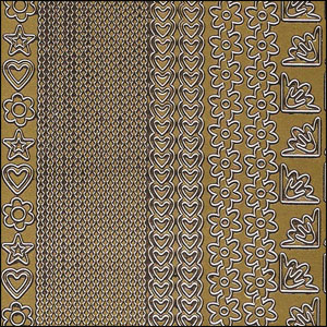 Borders, Corners & Shapes, Gold Peel Off Stickers (1 sheet)