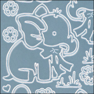 Elephants, Pearl Blue Peel Off Stickers (1 sheet)