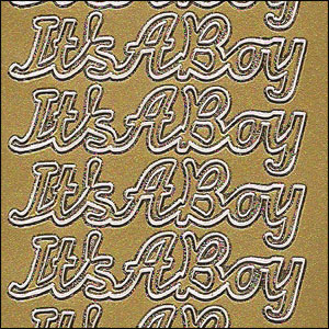 It's A Boy / A New Baby Boy, Gold Peel Off Stickers (1 sheet)