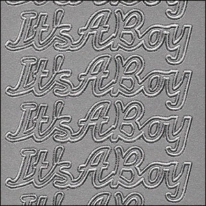 It's A Boy / A New Baby Boy, Silver Peel Off Stickers (1 sheet)