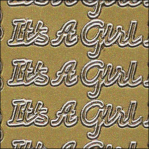 It's A Girl / A New Baby Girl, Gold Peel Off Stickers (1 sheet)