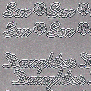 Son/Daughter & Grand, Silver Peel Off Stickers (1 sheet)