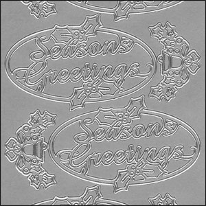 Seasons Greetings Ovals, Silver Peel Off Stickers (1 sheet)