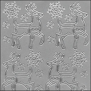 Christmas Reindeer, Silver Peel Off Stickers (1 sheet)