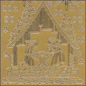 (image for) Nativity Christmas Scenes, Gold Peel Off Stickers (1 sheet)
