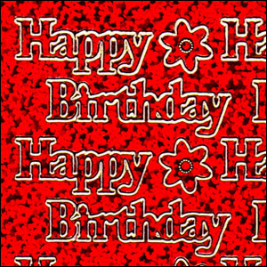 Happy Birthday, Red Holograph Peel Off Stickers (1 sheet)