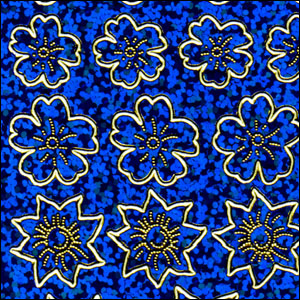 Various Flower Heads, Dark Blue Holograph Peel Off Stickers (1 sheet)