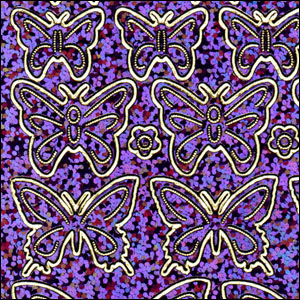 Butterflies, Purple Holograph Peel Off Stickers (1 sheet)