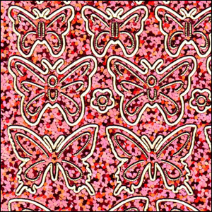 Butterflies, Pink Holograph Peel Off Stickers (1 sheet)