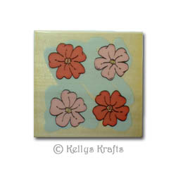 (image for) Wooden Mounted Rubber Stamp - Flowers