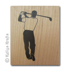 Wooden Mounted Rubber Stamp - Golfing