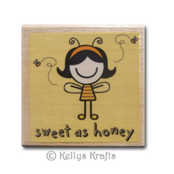 Wooden Mounted Rubber Stamp - Sweet As Honey
