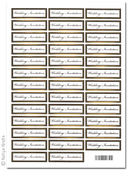 Sentiment Sheet - Wedding Invitation, Gold Foil on White - Click Image to Close