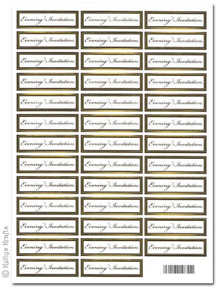 Sentiment Sheet - Evening Invitation, Gold Foil on White - Click Image to Close