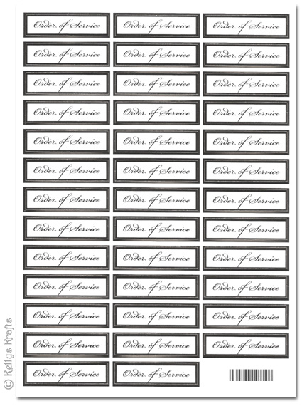 Sentiment Sheet - Order of Service, Silver Foil on White - Click Image to Close