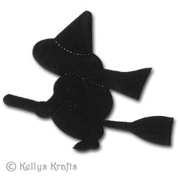 Black Witch on Broomstick Die Cut Shapes (Pack of 10) - Click Image to Close