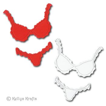 Bra & Knickers Underwear Die Cut Shapes, Red/White (Pack of 10) - Click Image to Close
