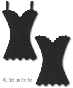 Corset/Basque Die Cut Shapes, Black (Pack of 10) - Click Image to Close