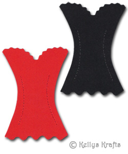 Corset/Basque, Strapless Die Cut Shapes, Red + Black (Pack of 10) - Click Image to Close