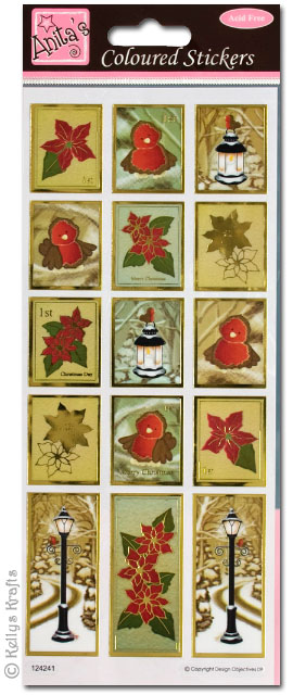Coloured Stickers, Festive Stamps (1 Sheet)