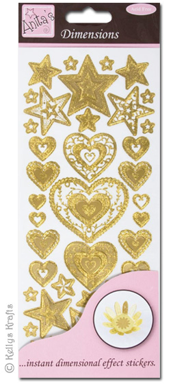 Dimensions Stickers - Hearts & Stars, Gold (1 Sheet)
