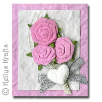 Mulberry Card Topper - Pink Flowers with White Heart