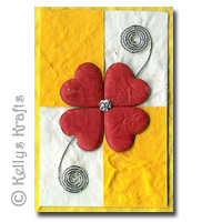 Mulberry Card Topper - Red Heart Flower Petals - Click Image to Close