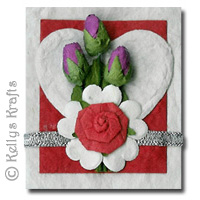 Mulberry Card Topper - Purple Rosebuds on Red/White - Click Image to Close