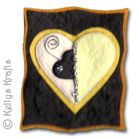 Mulberry Card Topper - Heart Design, Black/Yellow - Click Image to Close