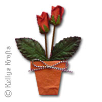 Mulberry Card Topper - Red Flowers in Plant Pot - Click Image to Close