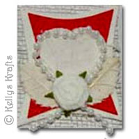 Mulberry Card Topper - White Mesh with Beads + Flower