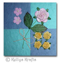 Mulberry Card Topper - Blue with Pink + Yellow Flowers Mulberry Card Topper - Blue with Pink + Yellow Flowers