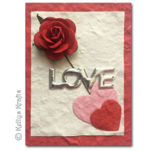 Mulberry Card Topper - Red Flower with Hearts, Love - Click Image to Close