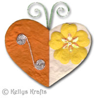 Mulberry Card Topper - Heart Design with Wire Detail - Click Image to Close
