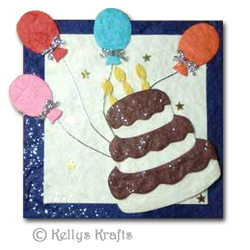 Mulberry Card Topper - Birthday Cake & Balloons - Click Image to Close