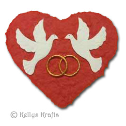 Mulberry Card Topper - Red Heart, Love Doves & Wedding Bands - Click Image to Close