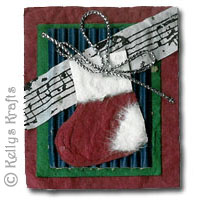 Christmas Mulberry Card Topper, Stocking & Bow - Click Image to Close