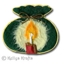 Christmas Mulberry Card Topper, Candle on a Sack - Click Image to Close