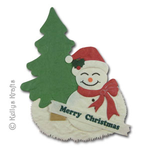 Mulberry "Merry Christmas" Snowman + Tree Card Topper - Click Image to Close