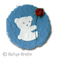 Mulberry Card Topper - White Bear with Flower - Click Image to Close