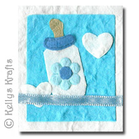 Mulberry Card Topper - Blue Baby Bottle - Click Image to Close