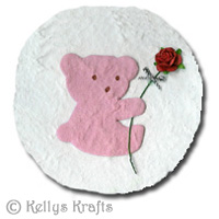 Mulberry Card Topper - Pink Bear with Flower - Click Image to Close