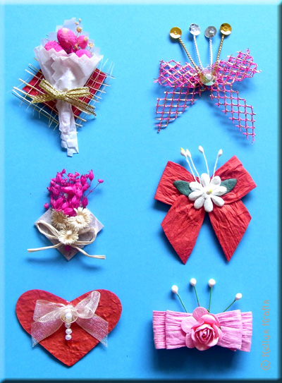 Set of 6 Handmade Fancy Card Toppers - Click Image to Close