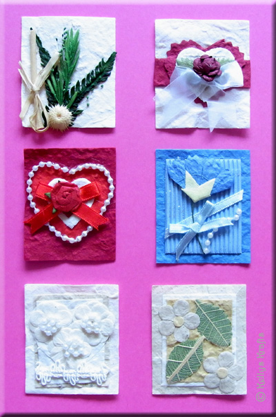 Set of 6 Handmade Mulberry Card Toppers - Click Image to Close