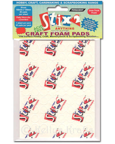 (image for) 80 Double Sided Sticky Foam Pads, White (10mm Diameter x 2mm) S57255