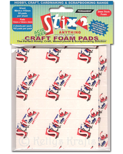 160 Double Sided Sticky Foam Pads, White (12mm x 12mm x 2mm) S57038