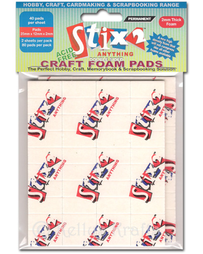 80 Double Sided Sticky Foam Pads, White (25mm x 12mm x 2mm) S57037