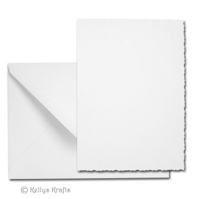 White A6 Deckled Edge Card Blank + Envelope (Pack of 1)